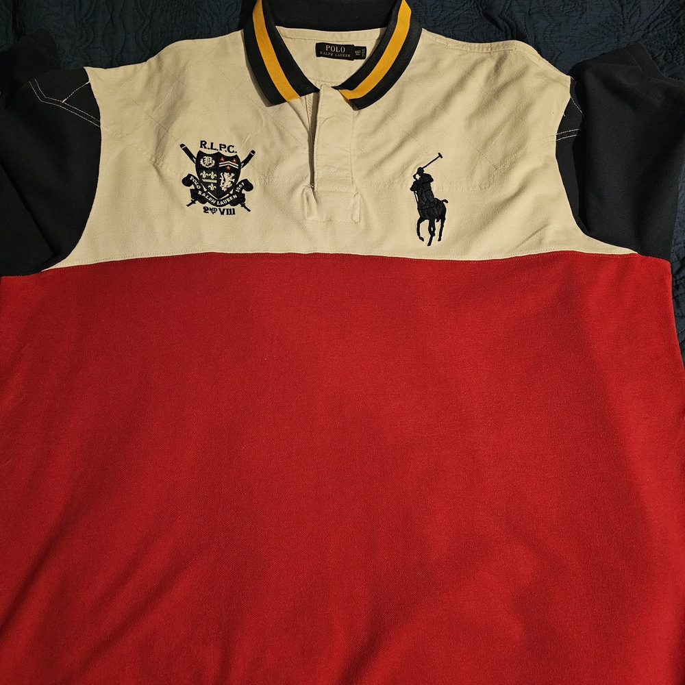 Polo by Ralph Lauren Navy and Yellow Collar Shirt